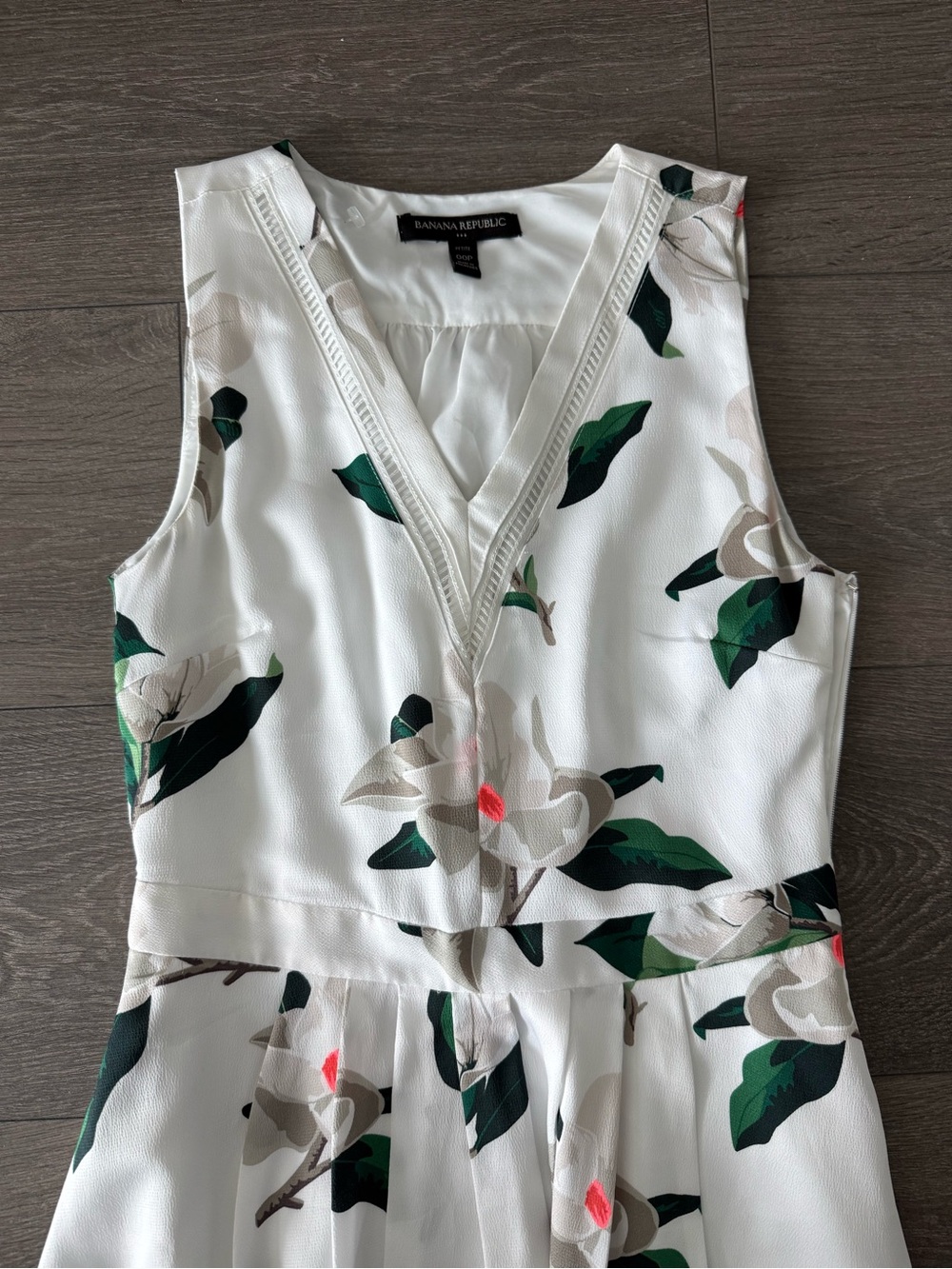 Banana republic White Floral Fit-and-Flare Dress wedding reception party 00 XXS - Picture 2 of 5